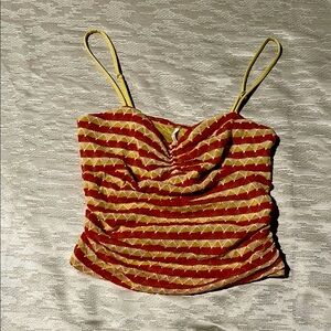 Striped Red and Cream Women's Top